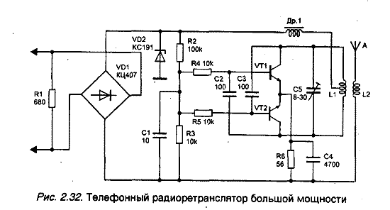 Телефонный радиоретранслятор большой мощности с ЧМ