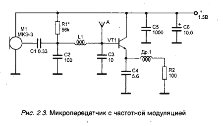 Микропередатчик с ЧМ на транзисторе